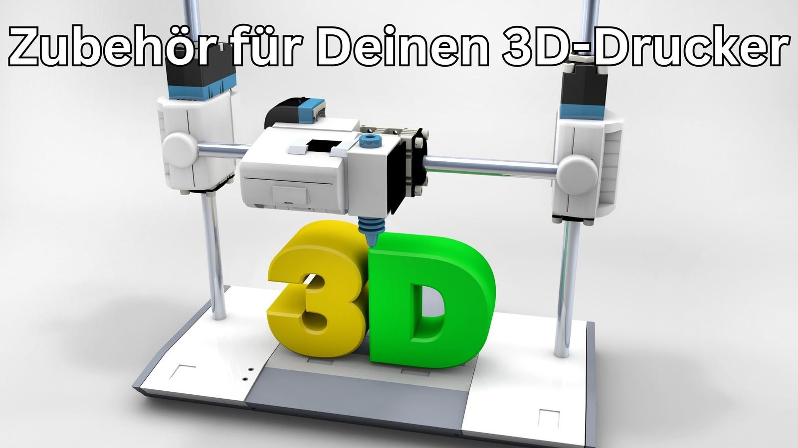 3D-Drucker beim Druck des Schriftzugs 3D - Titelbild fuer Zubehoer und Verschleissteile